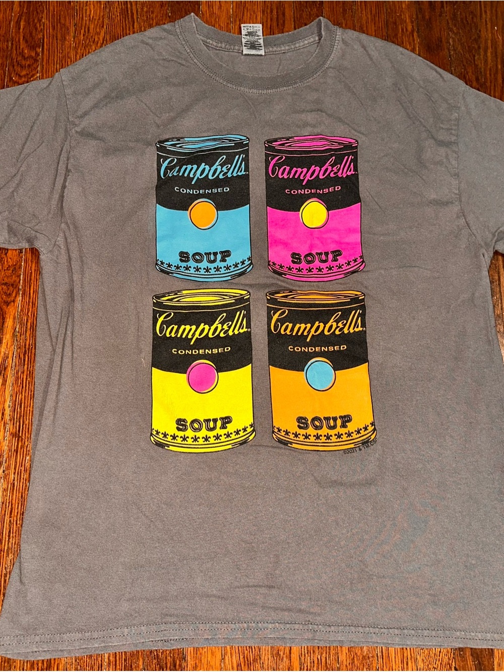 Andy Warhol Theme Campbell’s Soup Can Pop Art Large T-Shirt